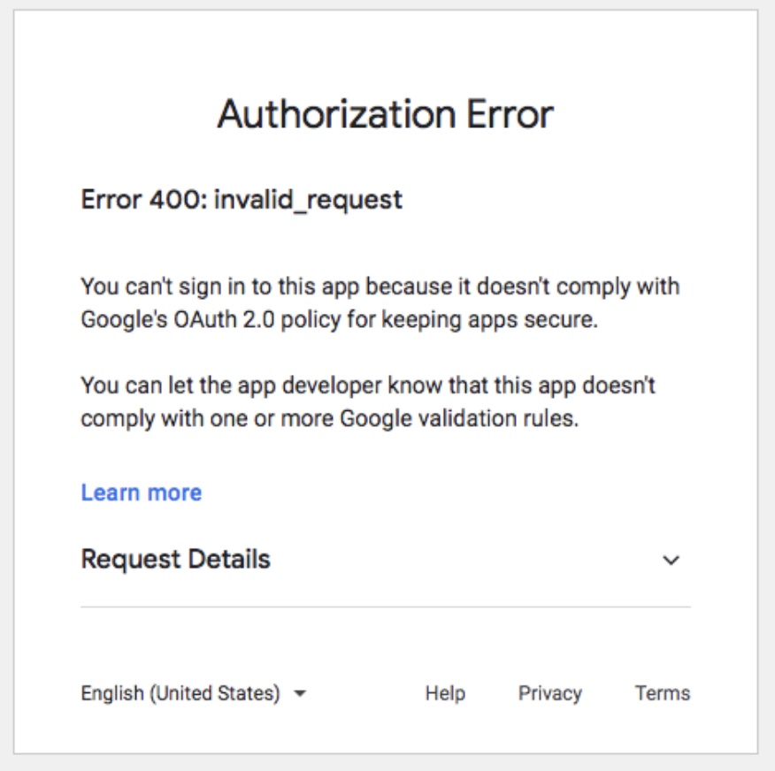macOS Mail - Authorization Error 400- invalid request